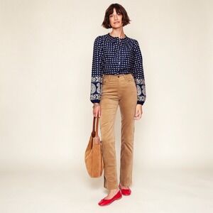 Boden Velvet Straight Leg Pants Tan Brown Size 2